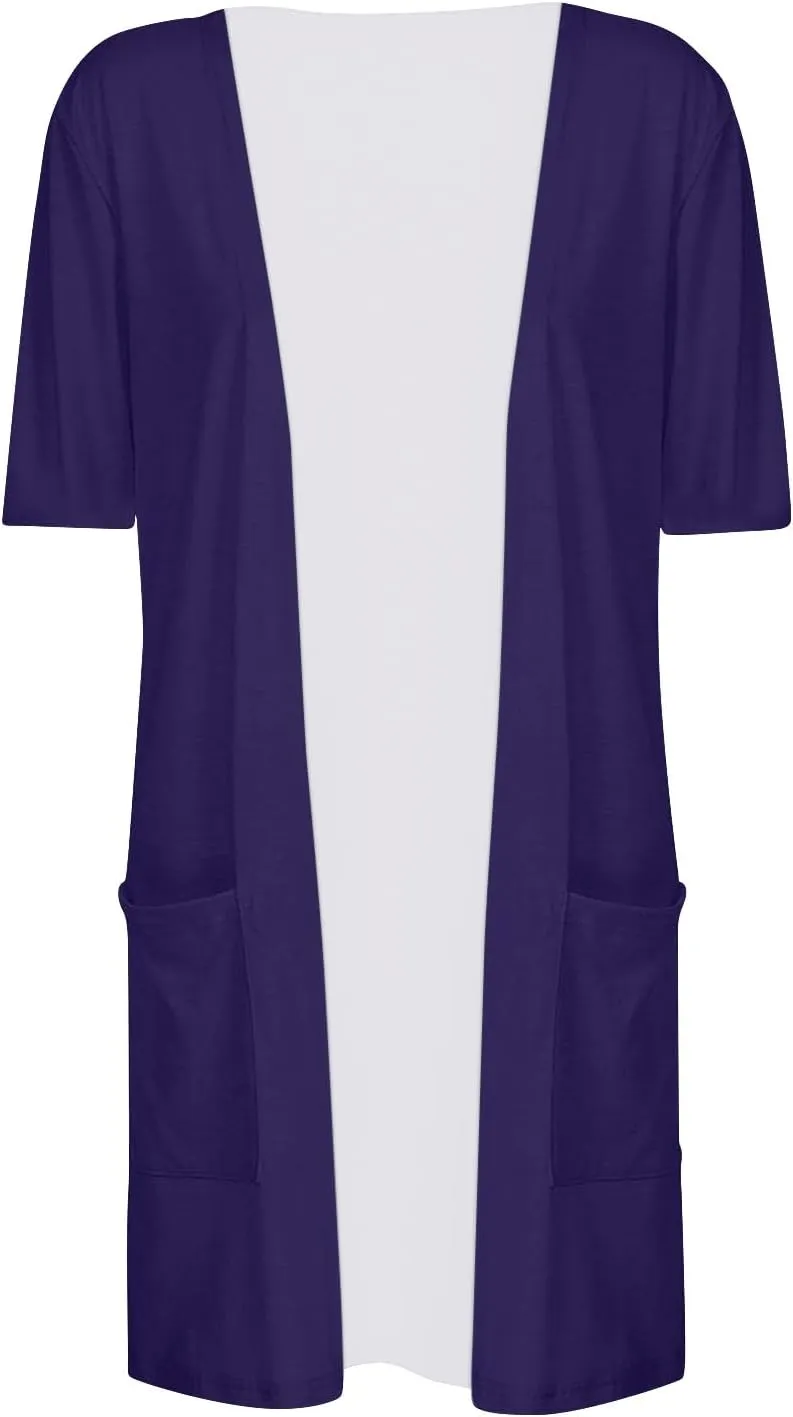 HXHYQKP Summer Cardigans for Women Lightweight Short Sleeve Open Front Casual Cover Ups with Pockets