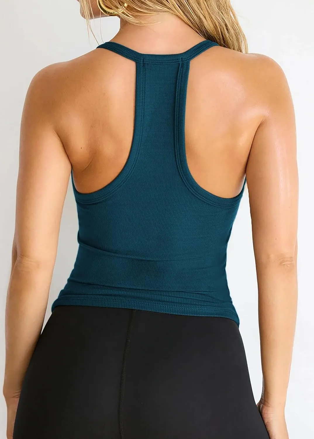 iGENJUN 3 Pack Workout Tops for Women Racerback Basic Tank Summer 2025 Camisole V Neck Slim Fit Ribbed Sleeveless
