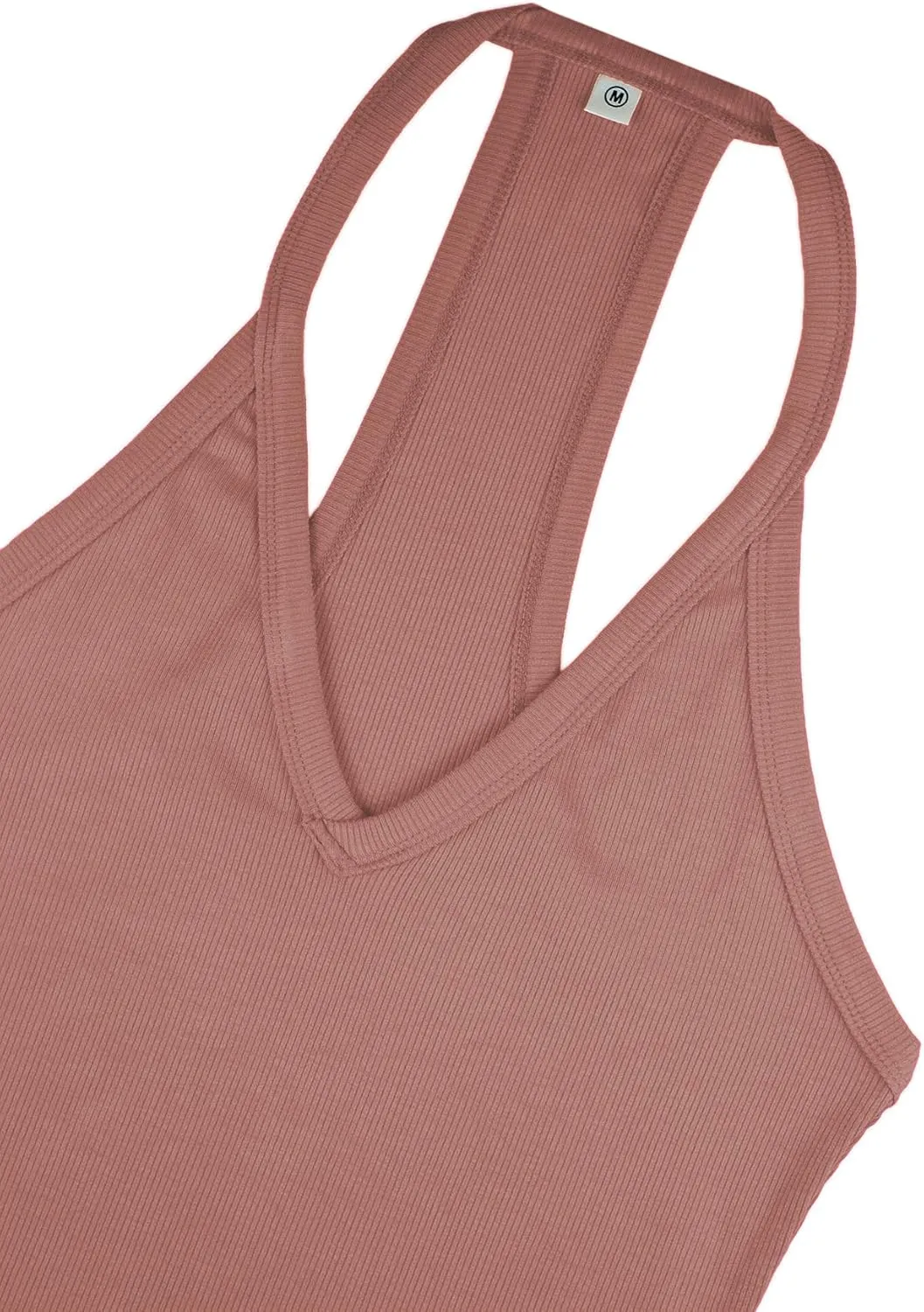 iGENJUN Workout Tops for Women Racerback Basic Tank Summer 2024 Camisole V Neck Slim Fit Ribbed Sleeveless