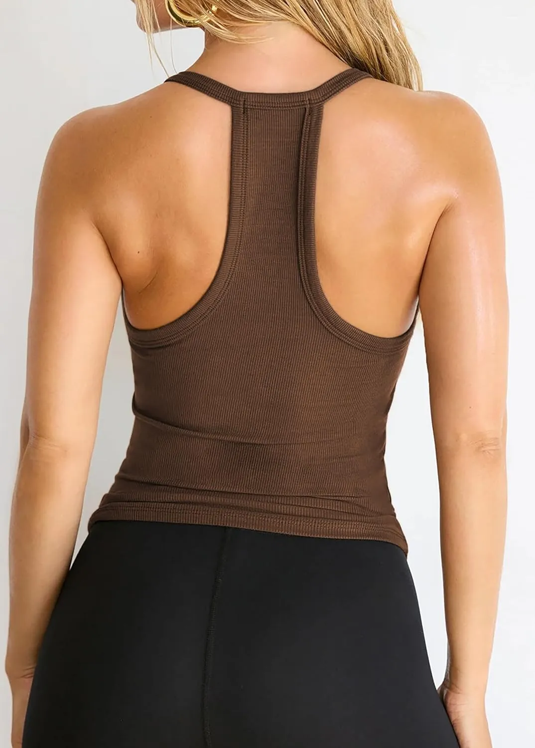 iGENJUN Workout Tops for Women Racerback Basic Tank Summer 2024 Camisole V Neck Slim Fit Ribbed Sleeveless