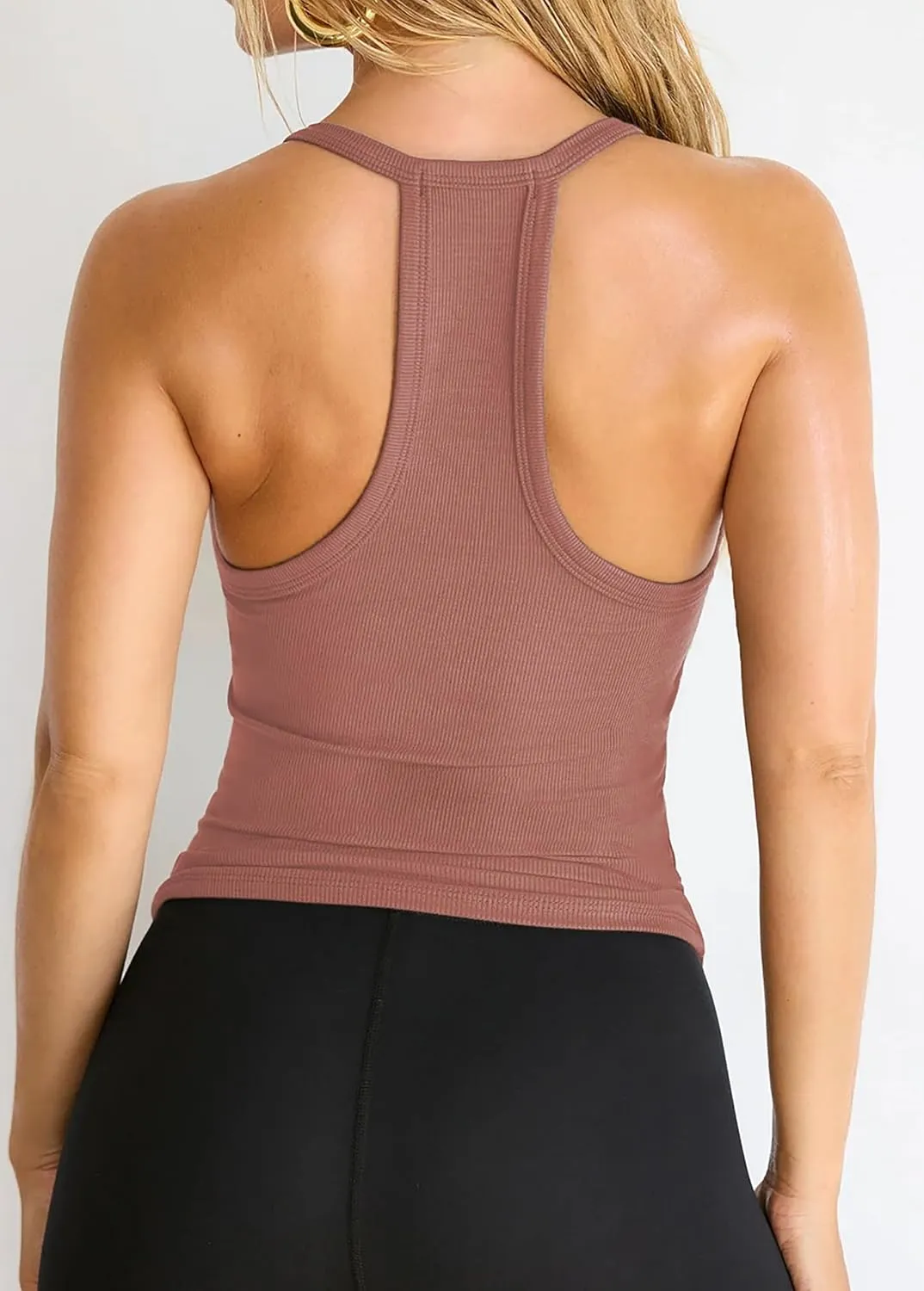 iGENJUN Workout Tops for Women Racerback Basic Tank Summer 2024 Camisole V Neck Slim Fit Ribbed Sleeveless