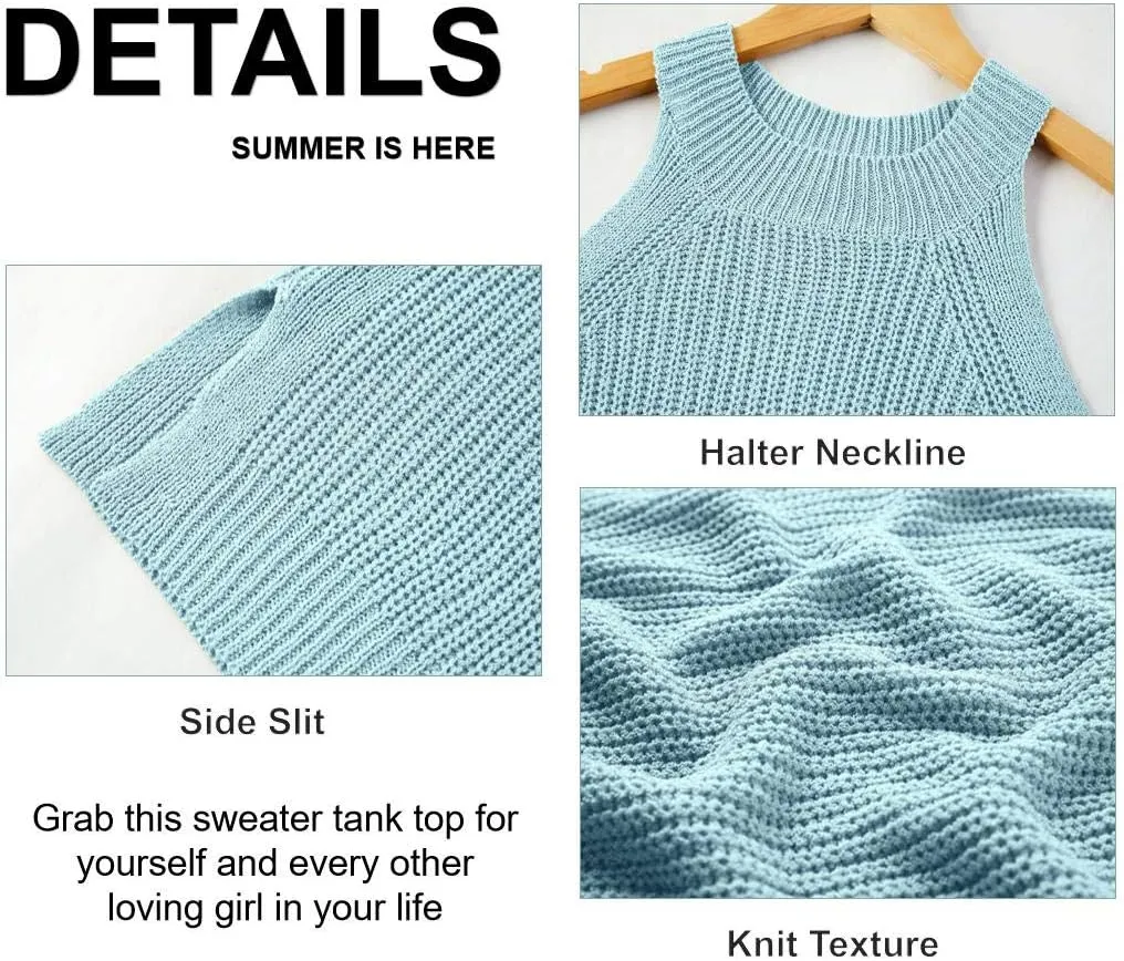 Imily Bela Women's Summer Halter Tank Tops Sleeveless Casual Racerback Loose Shirts Knit Cami Sweater Vest