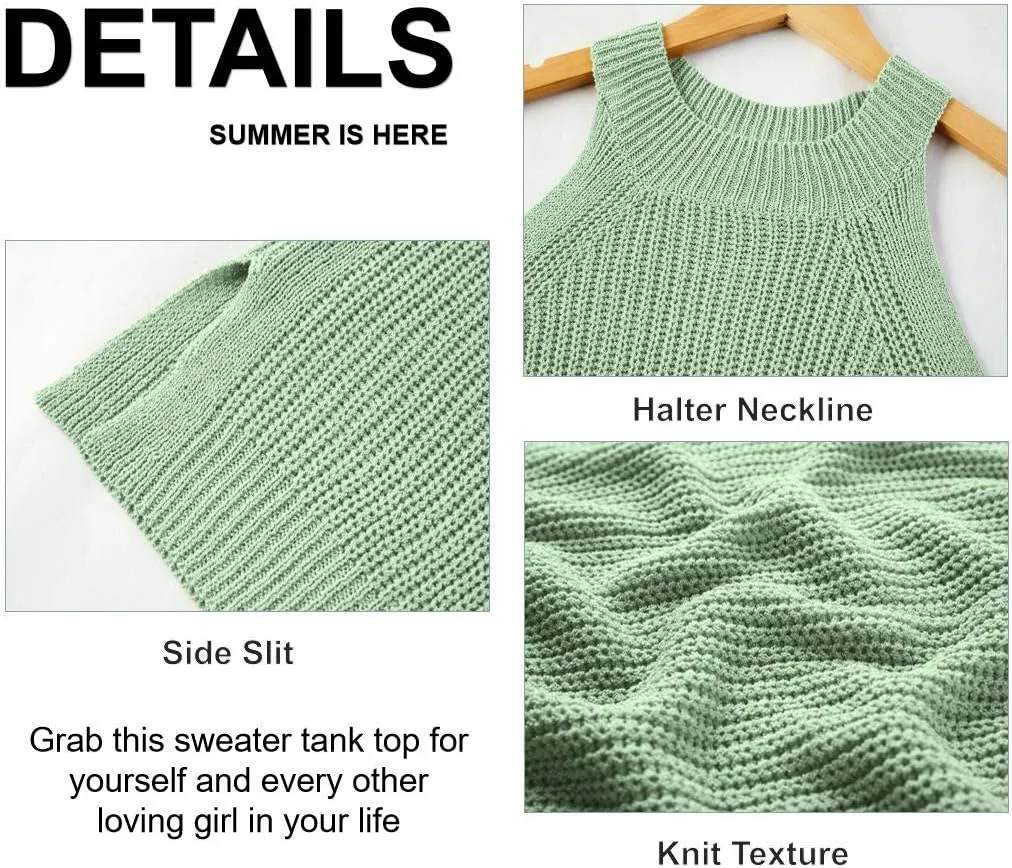 Imily Bela Women's Summer Halter Tank Tops Sleeveless Casual Racerback Loose Shirts Knit Cami Sweater Vest