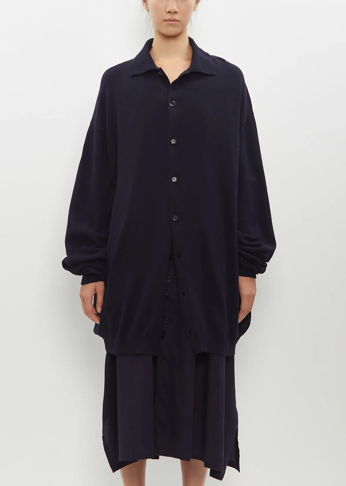 Intarsia Big Shirt Cardigan