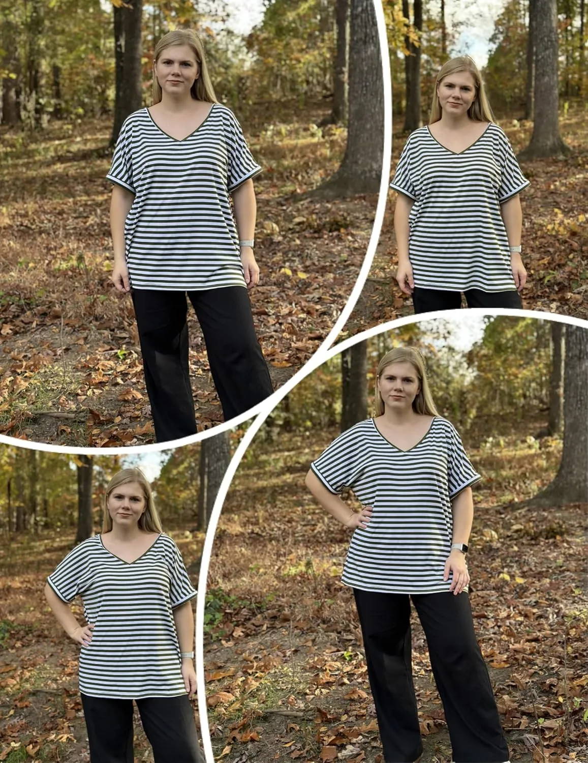 IN'VOLAND Women's Plus Size Tops Short Sleeve Tee Shirt V Neck Loose Fit Striped Shirt Summer Casual Blouses