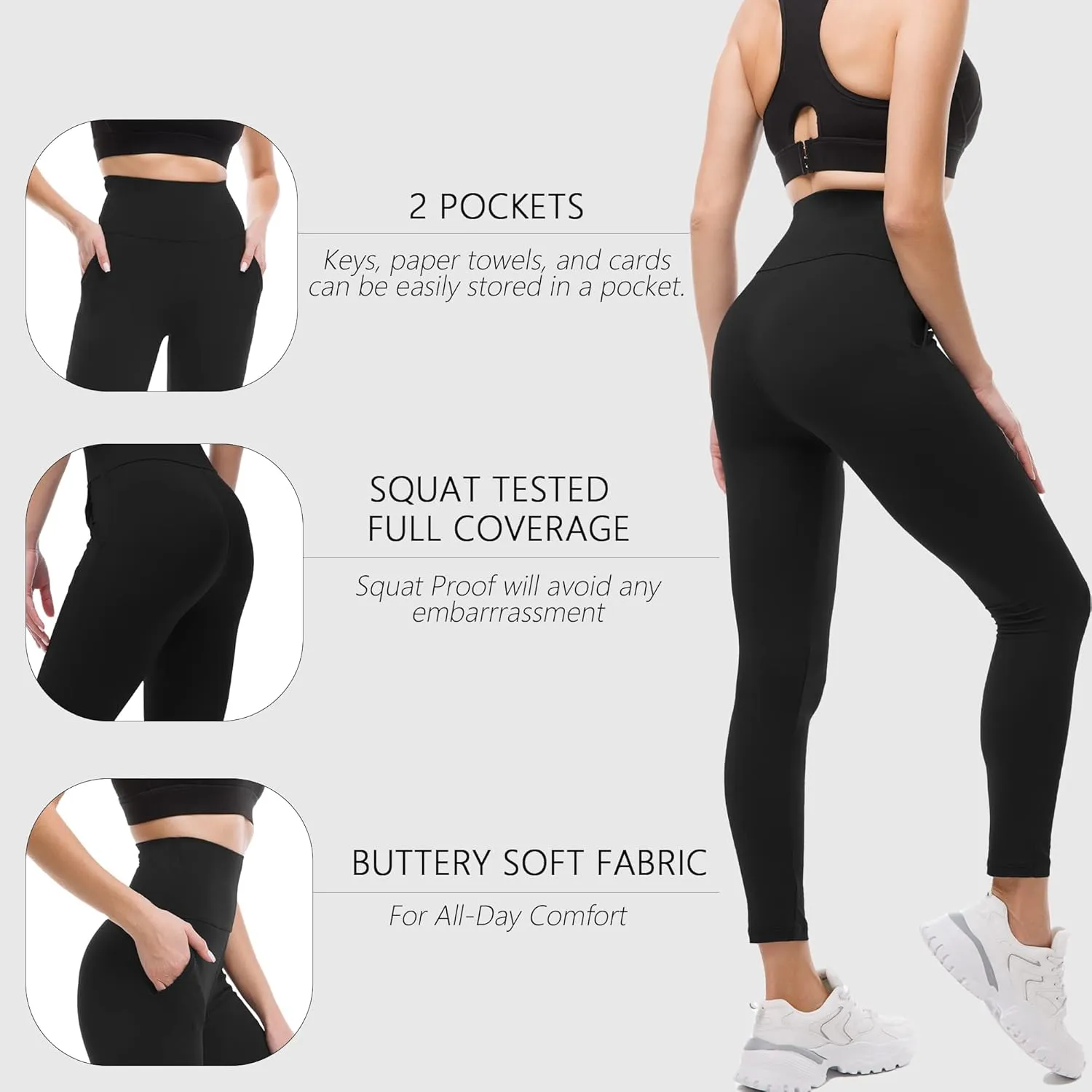 Ipletix Leggings with Pockets for Women, High Waisted Leggings Buttery Soft Non See Through Workout Yoga Pants
