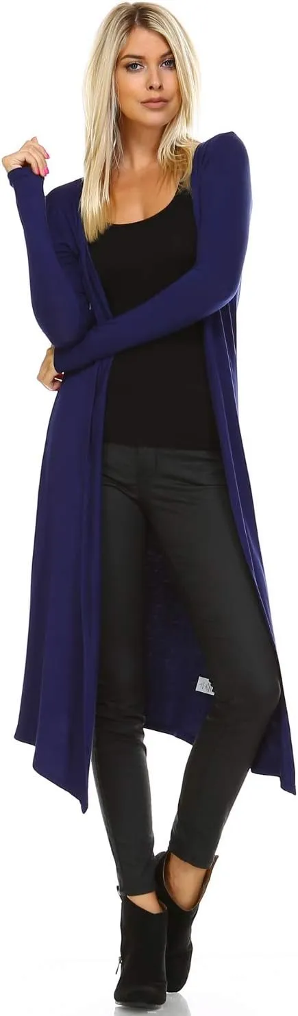 Isaac Liev Women Cardigans Casual Essential Long Maxi Extra Duster Open Front Long Sleeve Lightweight Cardigan