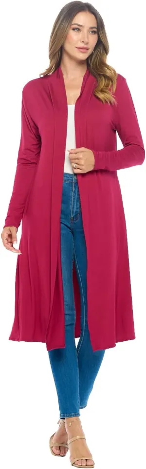Isaac Liev Women Cardigans Casual Essential Long Maxi Extra Duster Open Front Long Sleeve Lightweight Cardigan