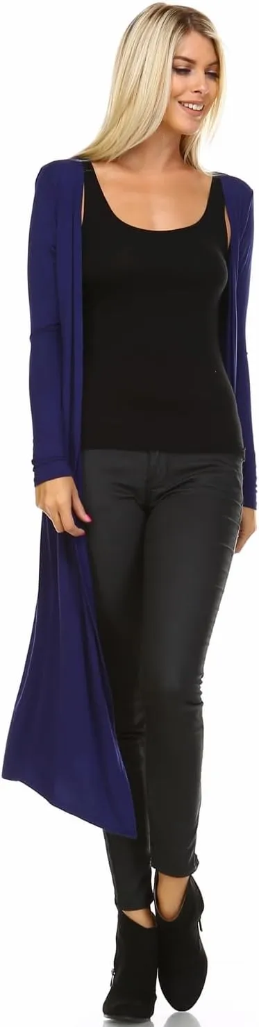 Isaac Liev Women Cardigans Casual Essential Long Maxi Extra Duster Open Front Long Sleeve Lightweight Cardigan