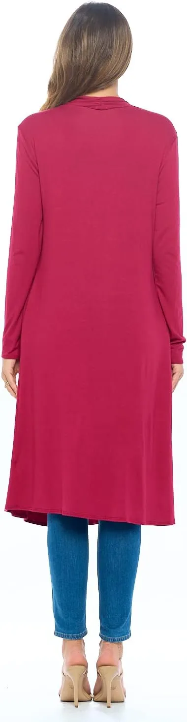 Isaac Liev Women Cardigans Casual Essential Long Maxi Extra Duster Open Front Long Sleeve Lightweight Cardigan