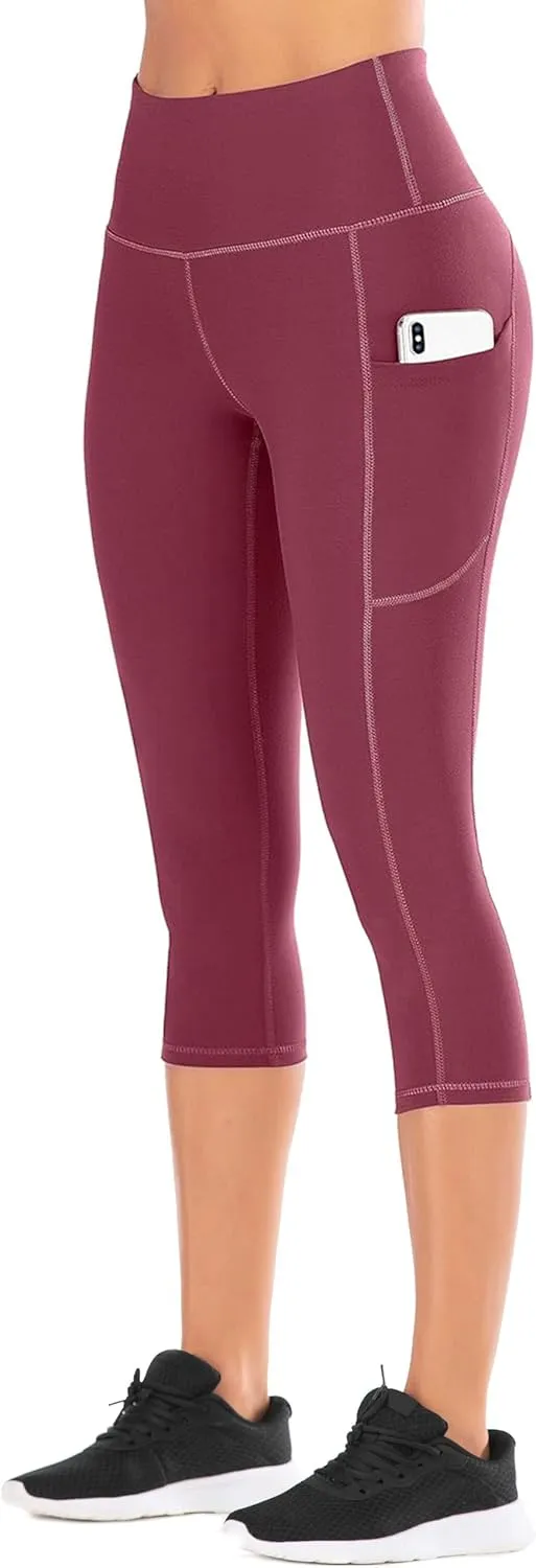 IUGA High Waisted Yoga Pants for Women with Pockets Capri Leggings for Women Workout Leggings for Women Yoga Capris