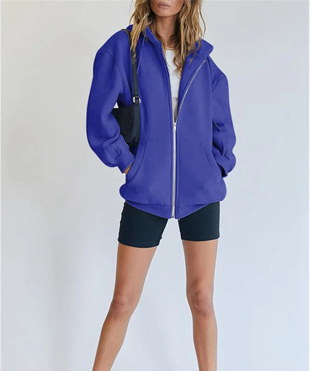 JEsilunmaMY Women's Zip Up Oversized Cute Hoodies Long Sleeve Fall Jacket Sweatshirts Y2K Drawstring Jackets with Pockets