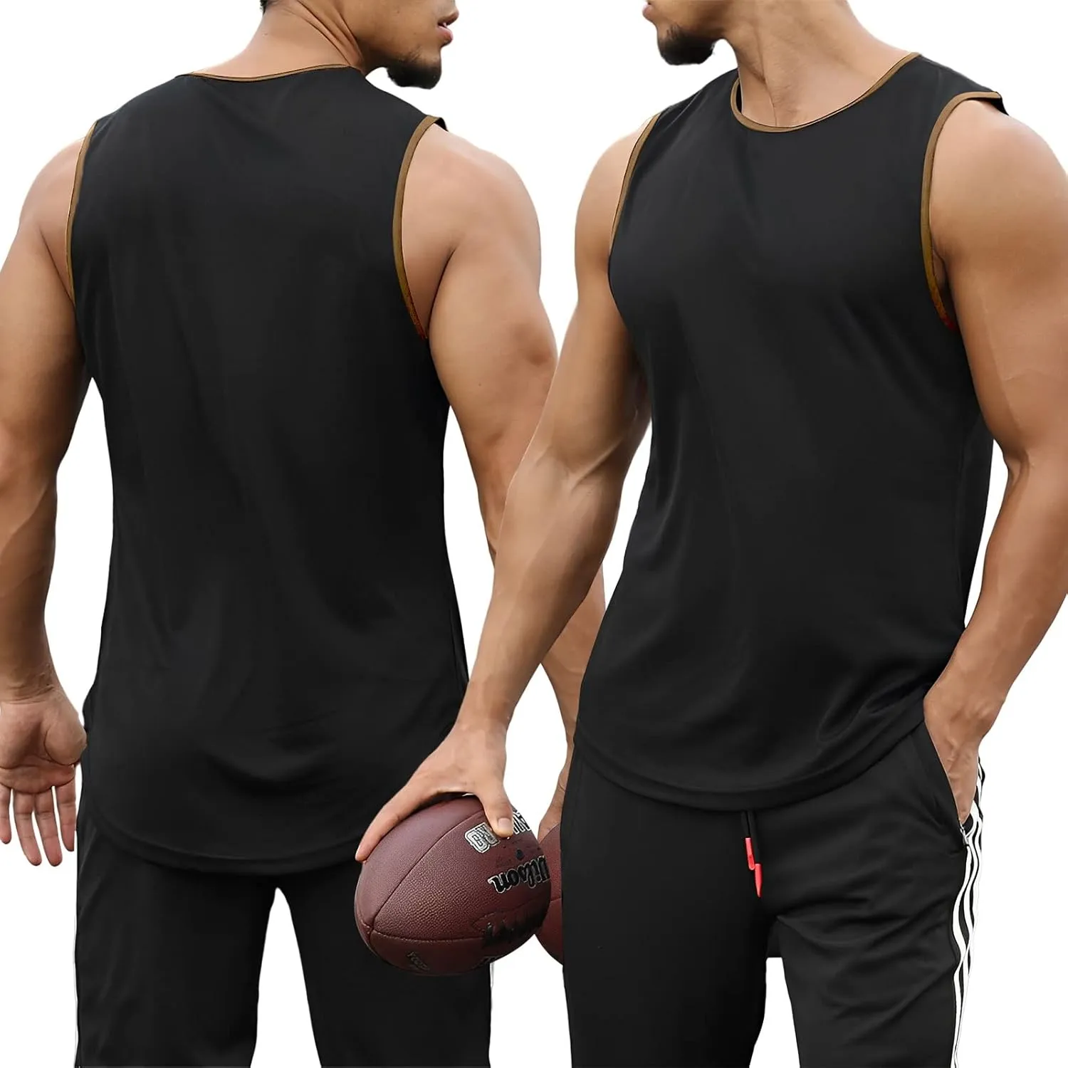 JIHUILAI 3 Pack Men's Athletic Quick Dry Workout Sport Muscle Tees Soft Bodybuilding Gym Jogging Tank Tops Sleeveless Shirts