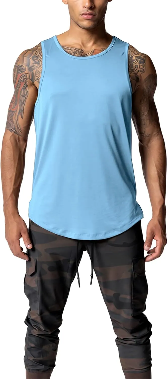 JIHUILAI 3 Pack Men's Athletic Quick Dry Workout Sport Muscle Tees Soft Bodybuilding Gym Jogging Tank Tops Sleeveless Shirts