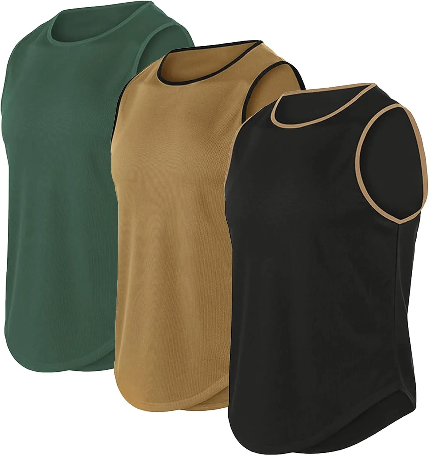 JIHUILAI 3 Pack Men's Athletic Quick Dry Workout Sport Muscle Tees Soft Bodybuilding Gym Jogging Tank Tops Sleeveless Shirts