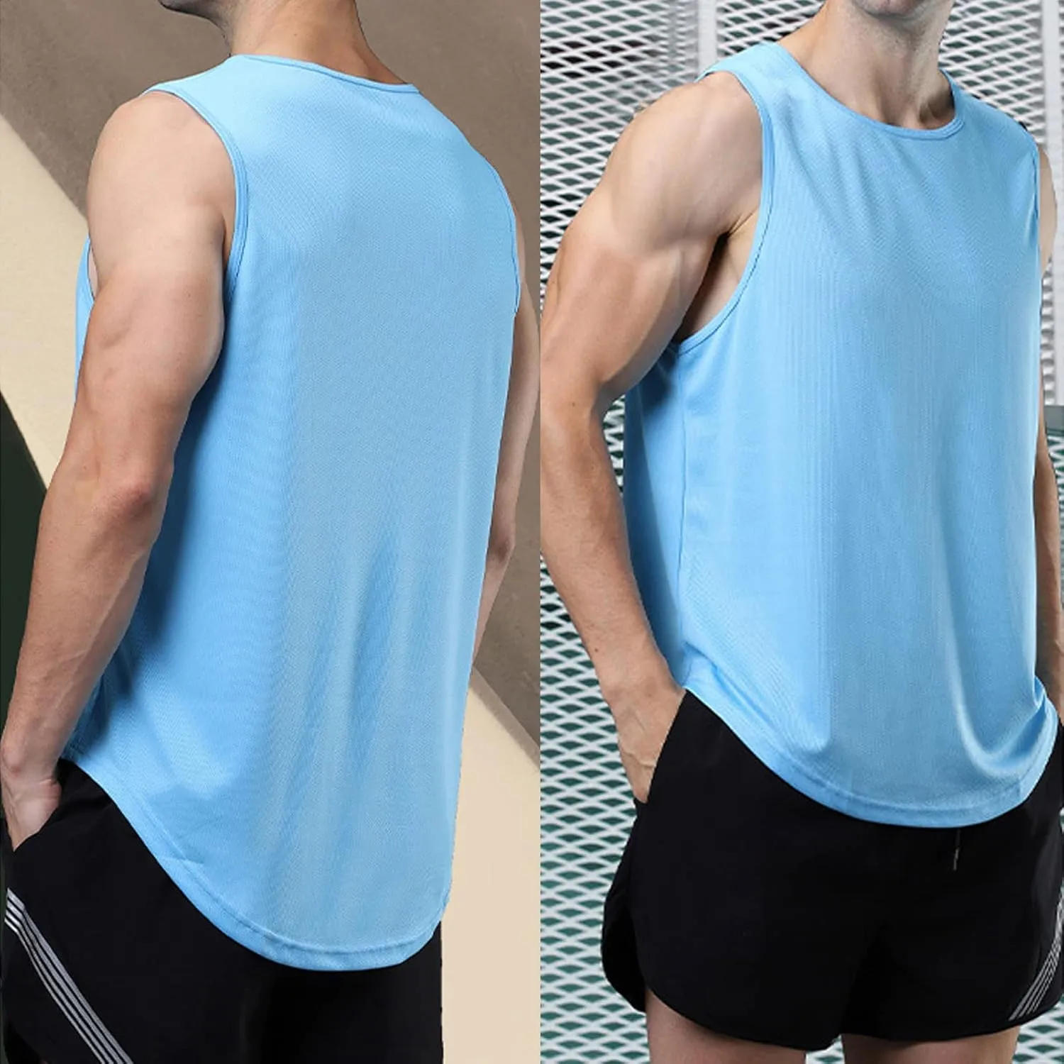 JIHUILAI 3 Pack Men's Athletic Quick Dry Workout Sport Muscle Tees Soft Bodybuilding Gym Jogging Tank Tops Sleeveless Shirts