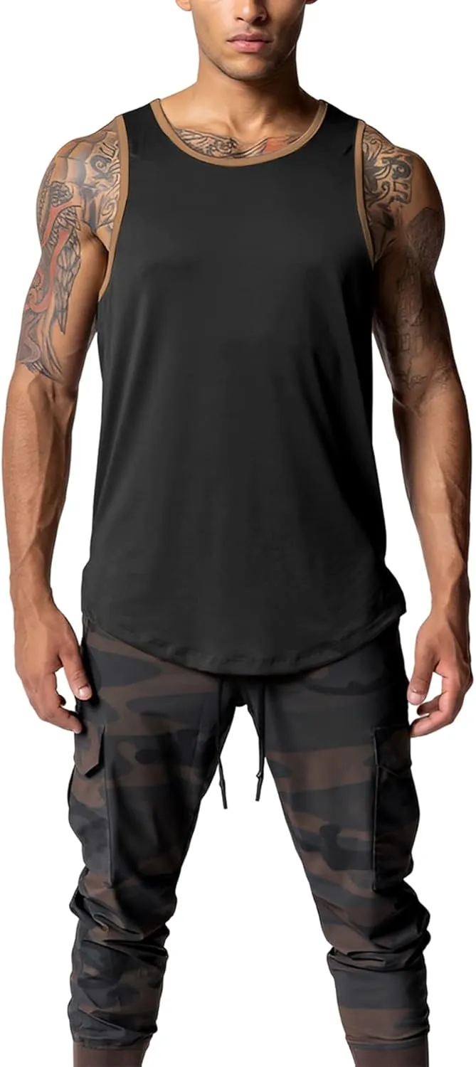 JIHUILAI 3 Pack Men's Athletic Quick Dry Workout Sport Muscle Tees Soft Bodybuilding Gym Jogging Tank Tops Sleeveless Shirts