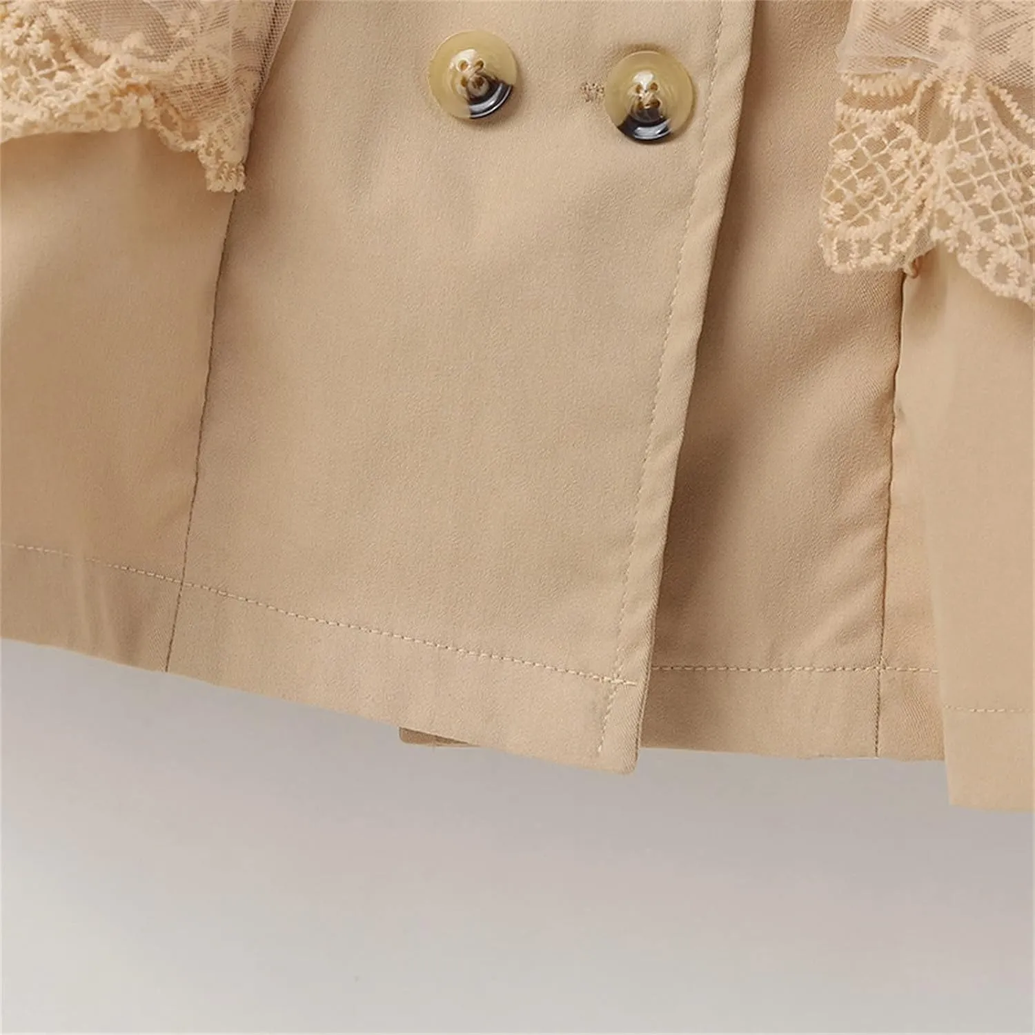 Kids Toddler Girls Ruffles Long Sleeve Trench Coat Double Breasted Lace Edge Outwear Girls Winter Jacket Baby Girl