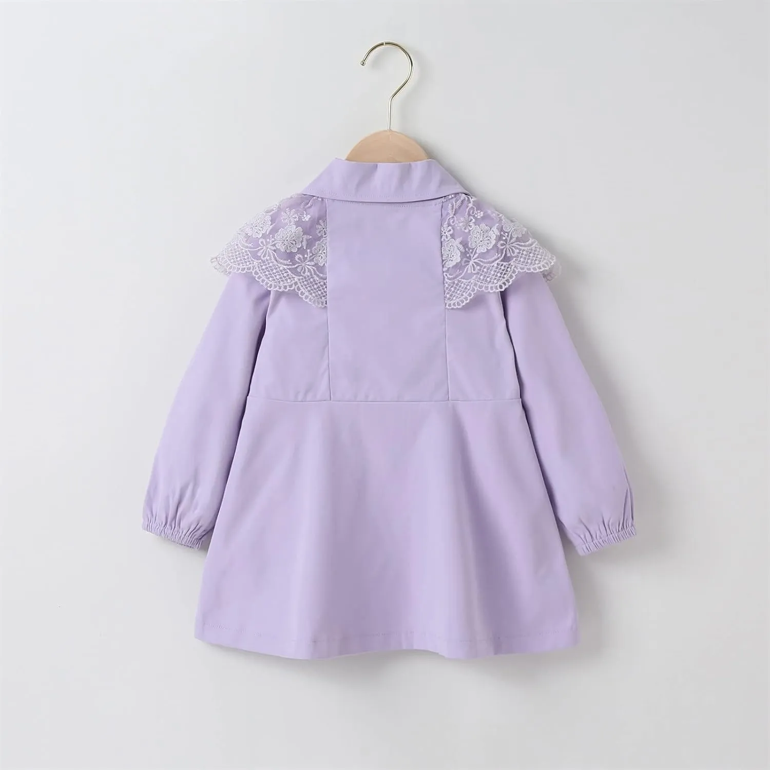 Kids Toddler Girls Ruffles Long Sleeve Trench Coat Double Breasted Lace Edge Outwear Girls Winter Jacket Baby Girl