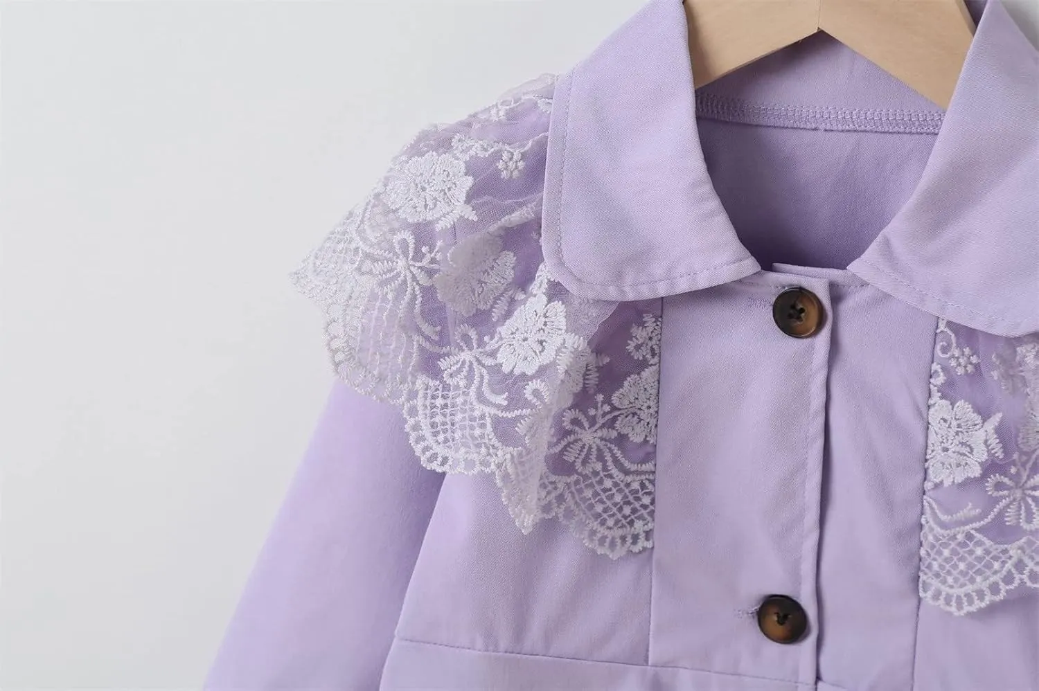 Kids Toddler Girls Ruffles Long Sleeve Trench Coat Double Breasted Lace Edge Outwear Girls Winter Jacket Baby Girl