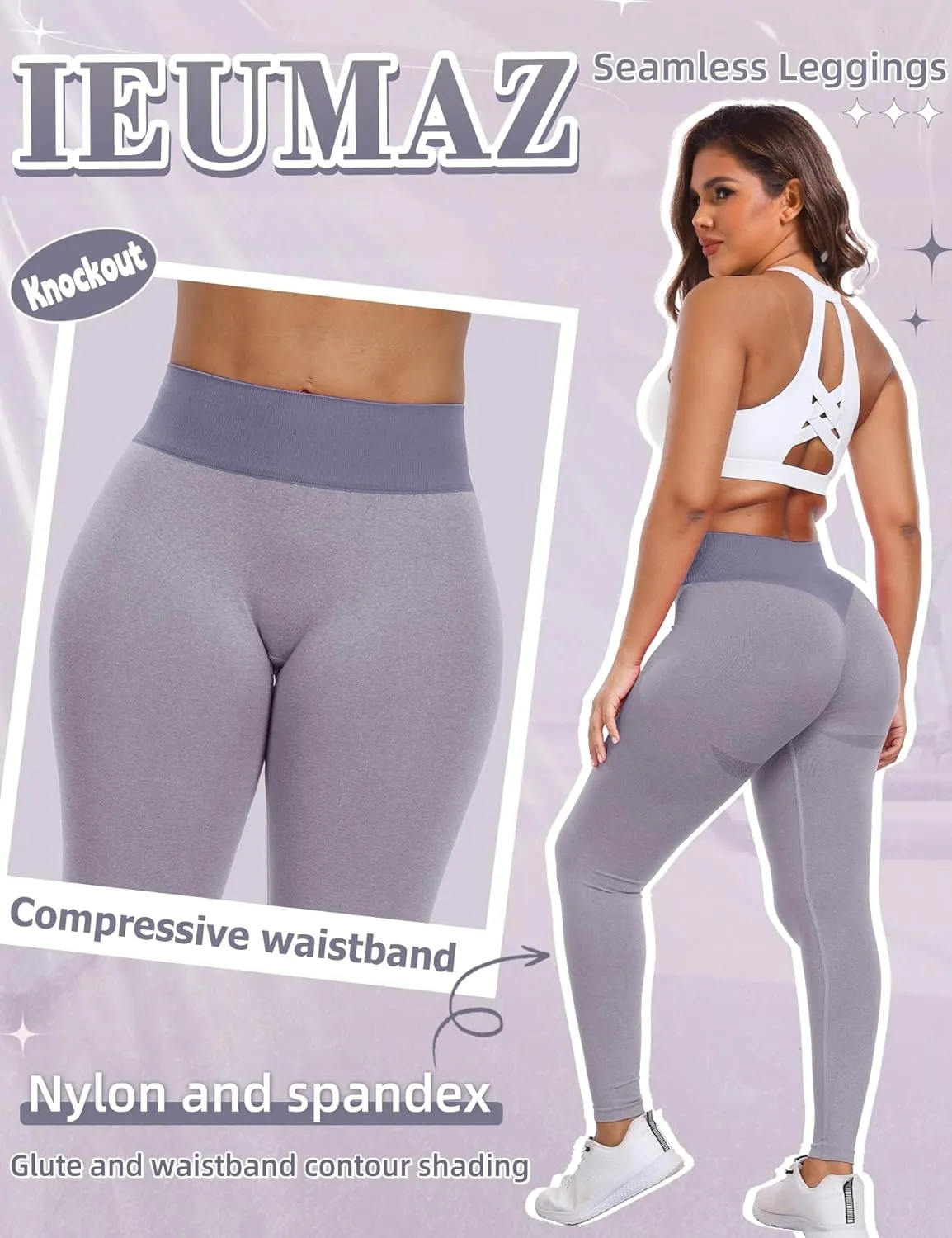 Knockout Seamless Gym Workout Leggings Scrunch Butt Lifting Leggings for Women High Waist Tummy Control Yoga Pants