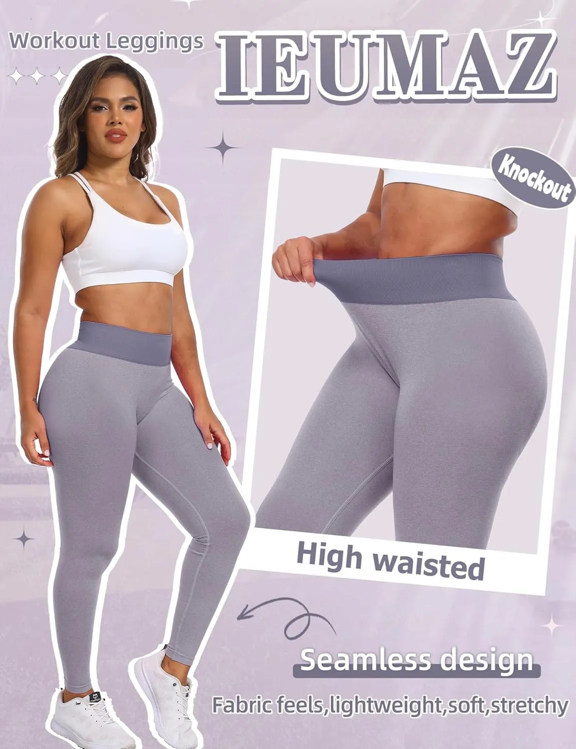Knockout Seamless Gym Workout Leggings Scrunch Butt Lifting Leggings for Women High Waist Tummy Control Yoga Pants