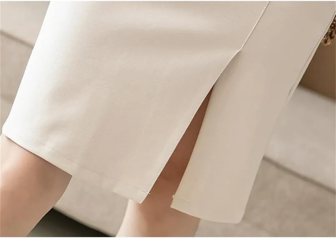 Ladies Simple Style Office Pencil Skirts Elegant All-Match High Waist Slim Women Skirts Female Classic Vintage Bottoms