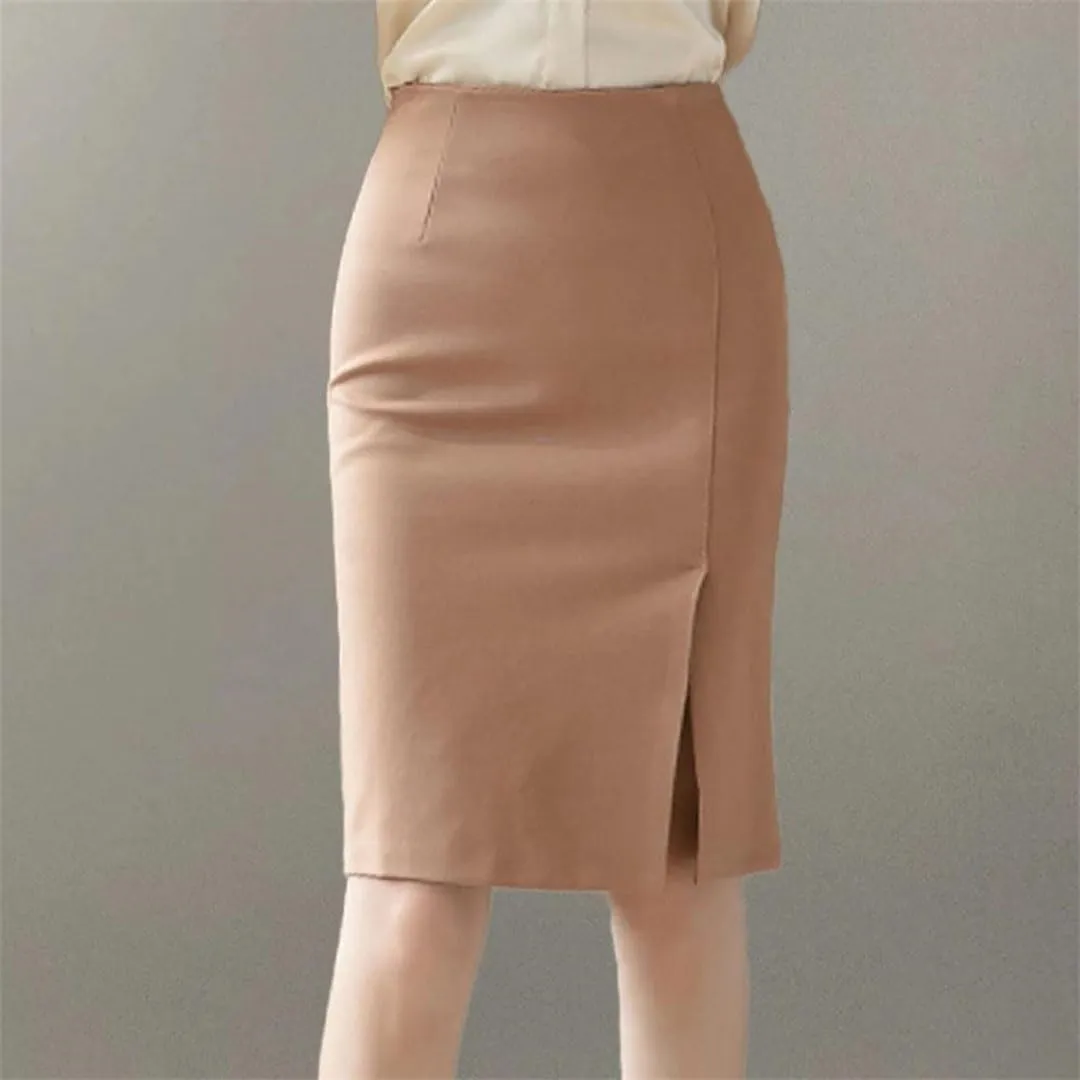 Ladies Simple Style Office Pencil Skirts Elegant All-Match High Waist Slim Women Skirts Female Classic Vintage Bottoms