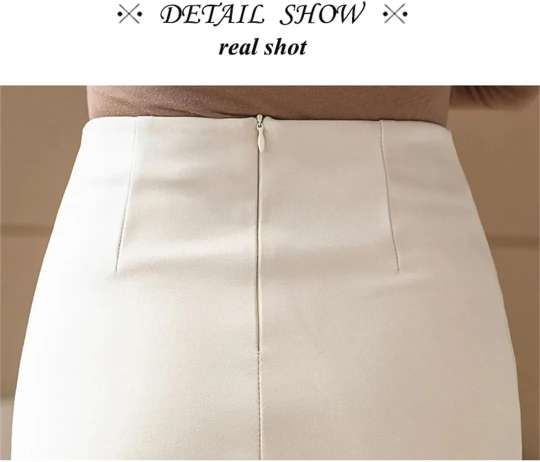 Ladies Simple Style Office Pencil Skirts Elegant All-Match High Waist Slim Women Skirts Female Classic Vintage Bottoms