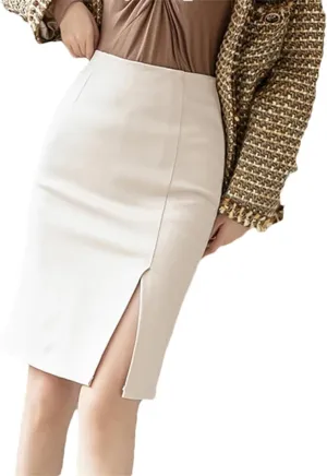 Ladies Simple Style Office Pencil Skirts Elegant All-Match High Waist Slim Women Skirts Female Classic Vintage Bottoms
