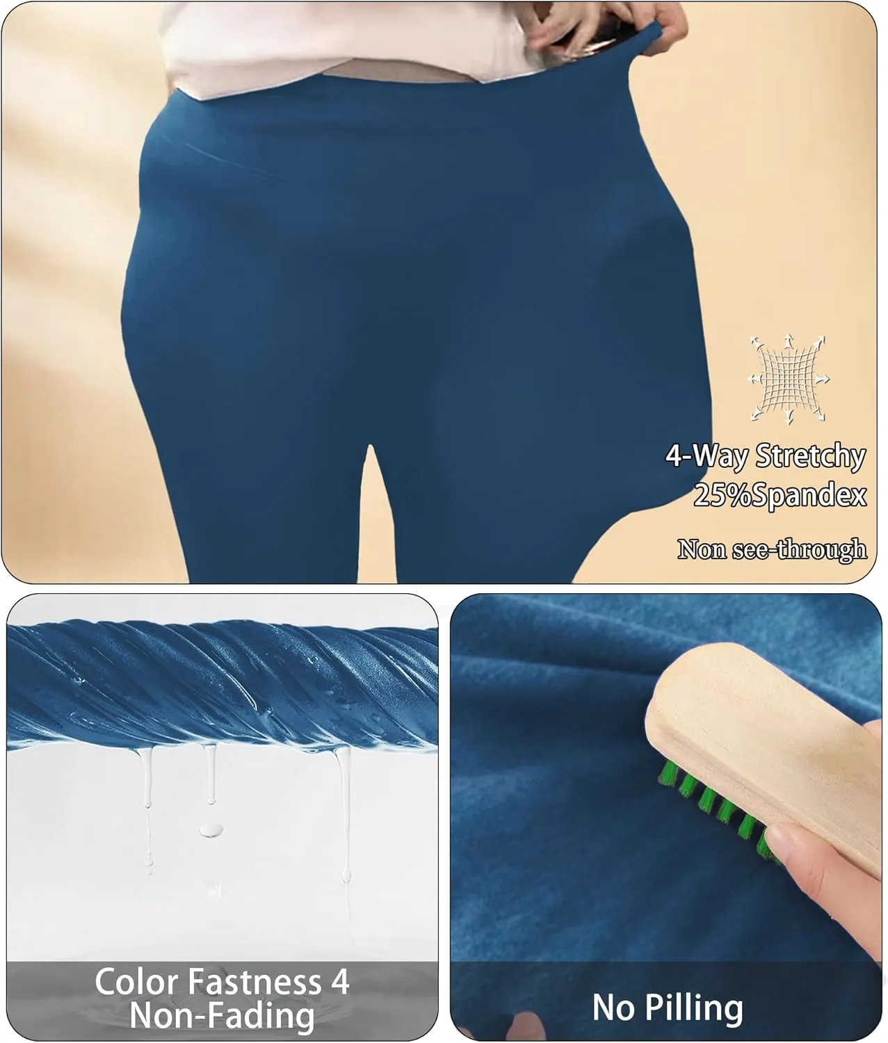 LALAGEN Plus Size Leggings for Women with Pockets-High Waisted 7/8 Leggings Tummy Control Workout Gym Yoga Pants
