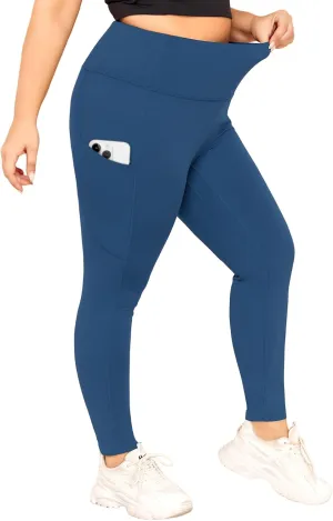 LALAGEN Plus Size Leggings for Women with Pockets-High Waisted 7/8 Leggings Tummy Control Workout Gym Yoga Pants