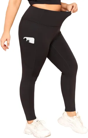 LALAGEN Plus Size Leggings for Women with Pockets-High Waisted 7/8 Leggings Tummy Control Workout Gym Yoga Pants