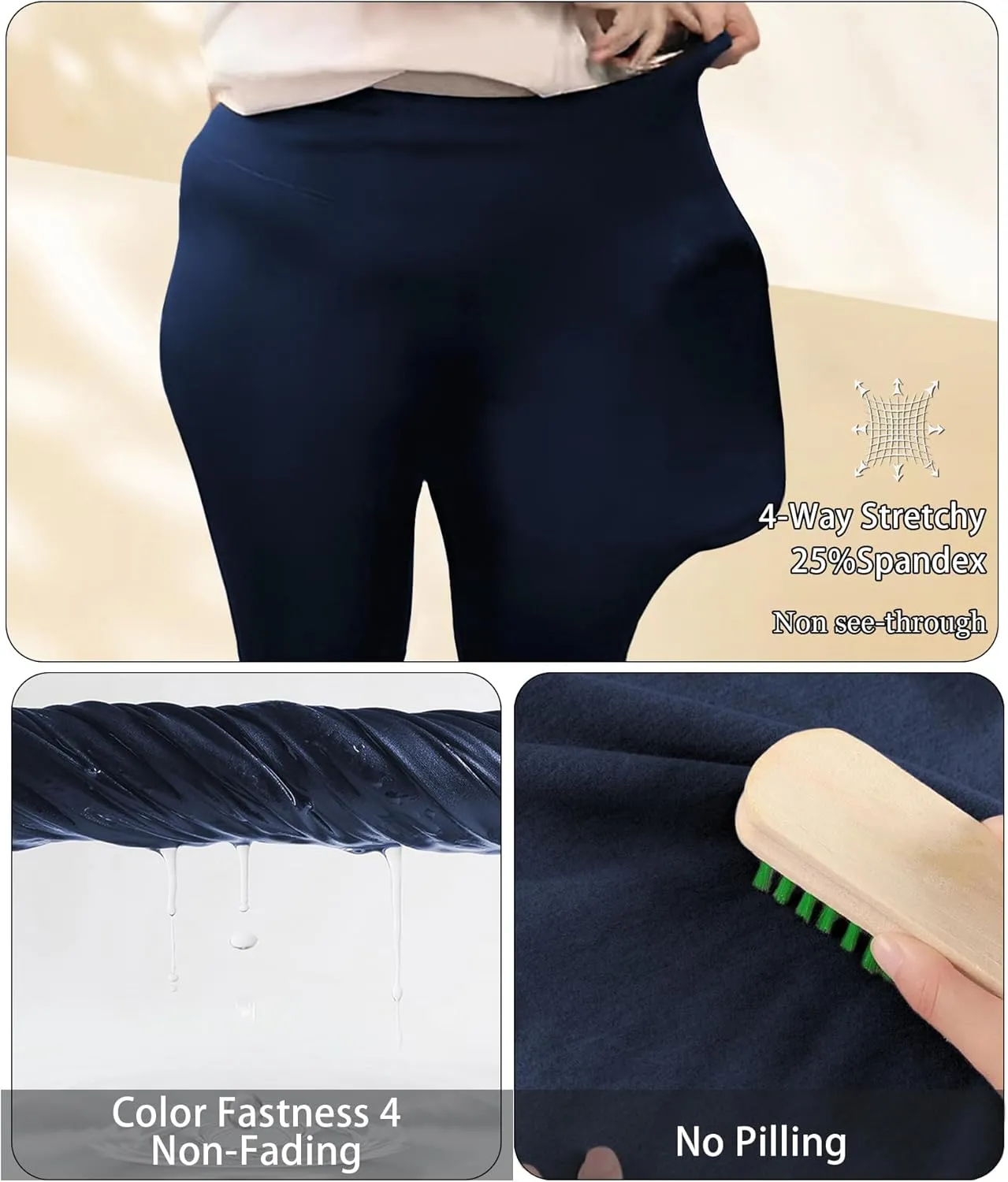 LALAGEN Plus Size Leggings for Women with Pockets-High Waisted 7/8 Leggings Tummy Control Workout Gym Yoga Pants