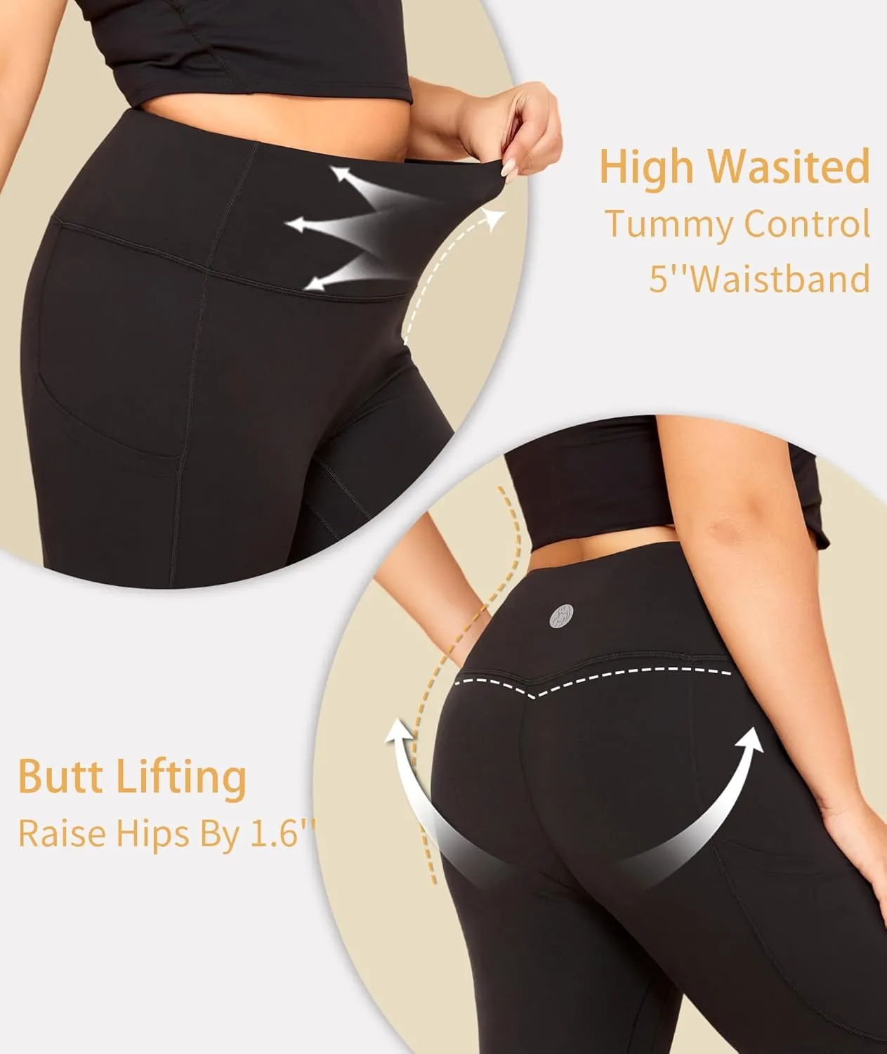LALAGEN Plus Size Leggings for Women with Pockets-High Waisted 7/8 Leggings Tummy Control Workout Gym Yoga Pants