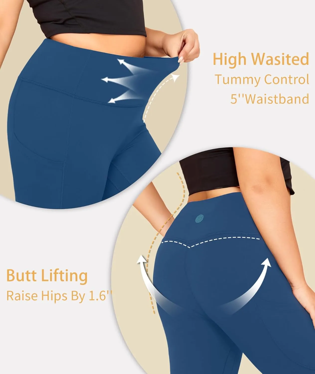 LALAGEN Plus Size Leggings for Women with Pockets-High Waisted 7/8 Leggings Tummy Control Workout Gym Yoga Pants