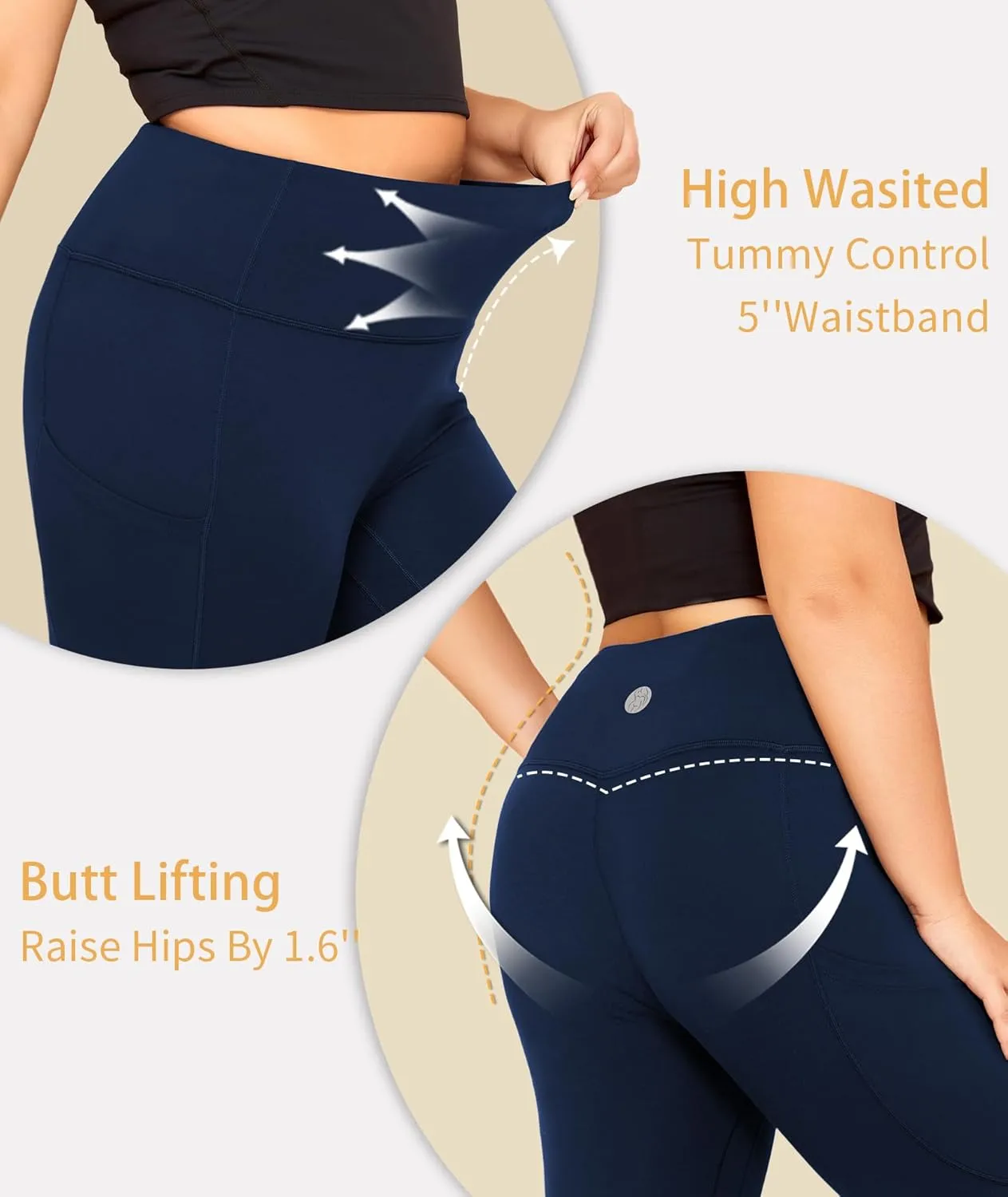 LALAGEN Plus Size Leggings for Women with Pockets-High Waisted 7/8 Leggings Tummy Control Workout Gym Yoga Pants