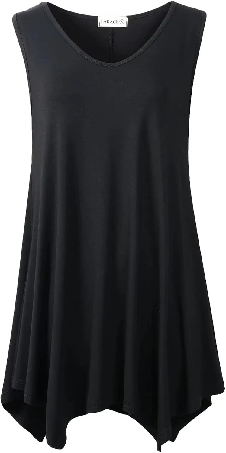 LARACE Plus Size Tank Tops for Women V Neck T Shirts Summer Sleeveless Tunic Tops Loose Fit Flowy Blouse
