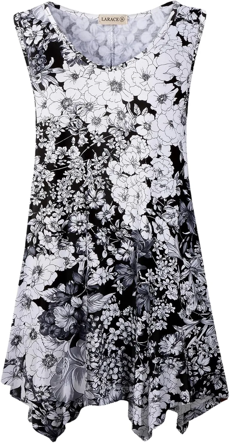 LARACE Plus Size Tank Tops for Women V Neck T Shirts Summer Sleeveless Tunic Tops Loose Fit Flowy Blouse