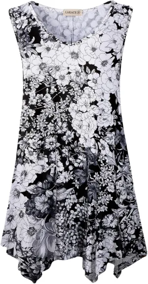 LARACE Plus Size Tank Tops for Women V Neck T Shirts Summer Sleeveless Tunic Tops Loose Fit Flowy Blouse