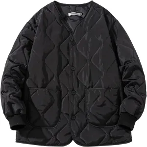 lcziwo Men's Jackets for Winter Lightweight Padded Cotton Jacket Long Sleeve Warm Button down Quilted Coat Casual Jackets