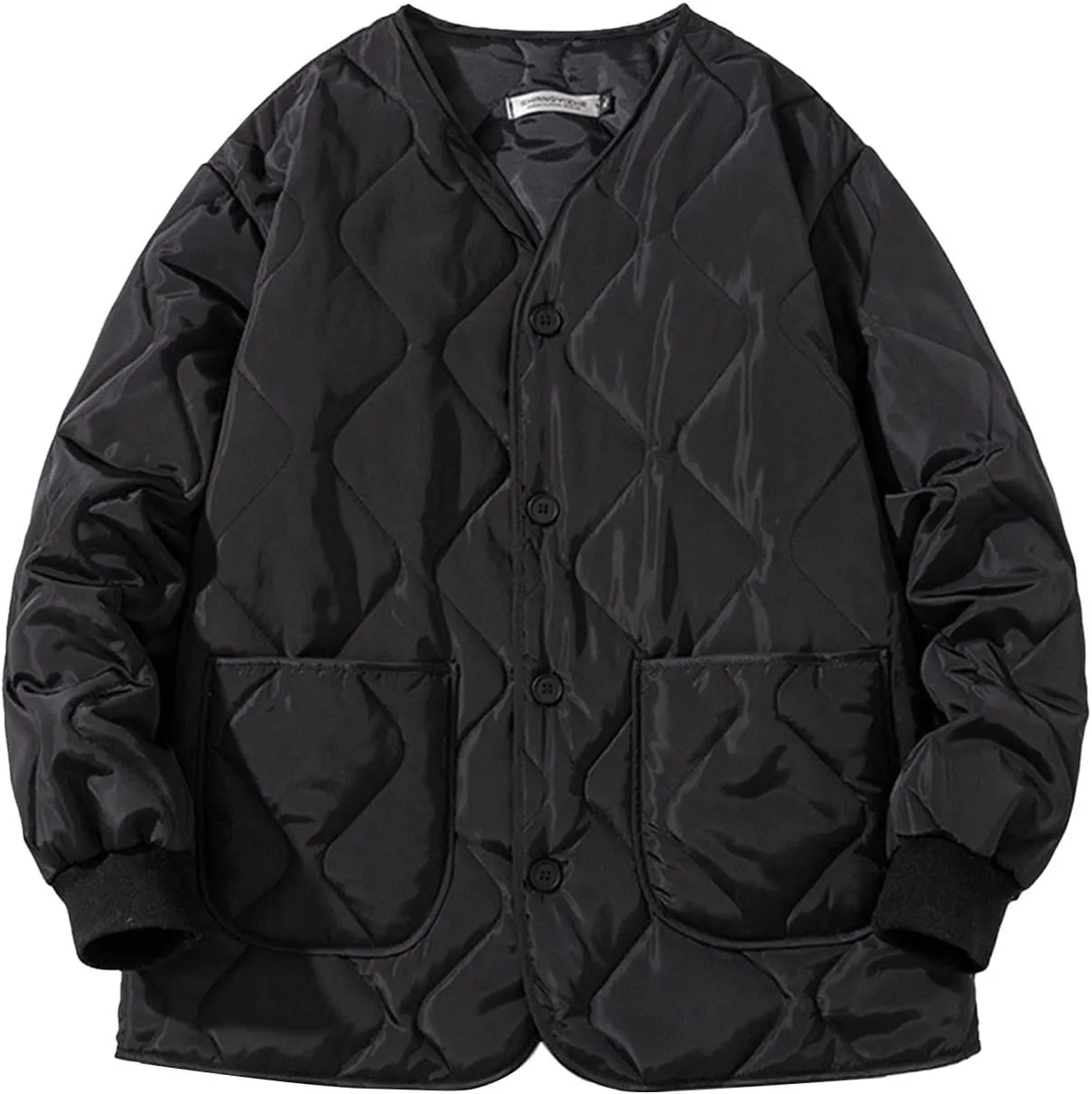 lcziwo Men's Jackets for Winter Lightweight Padded Cotton Jacket Long Sleeve Warm Button down Quilted Coat Casual Jackets