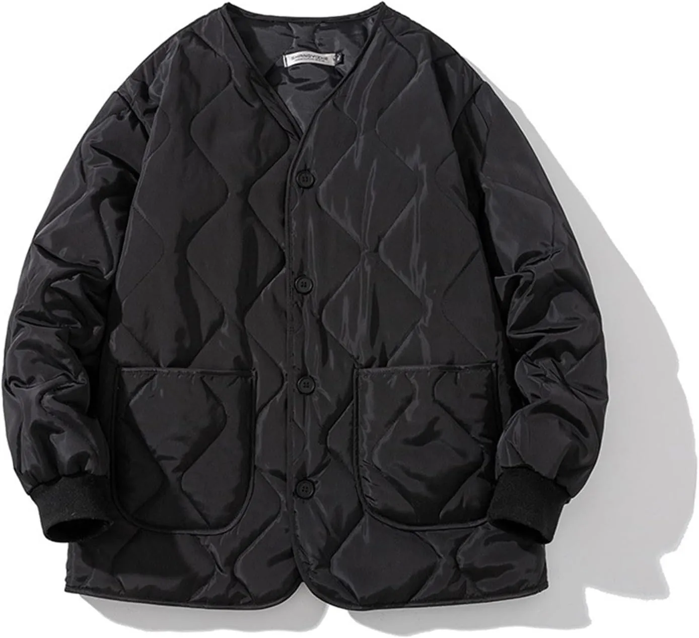 lcziwo Men's Jackets for Winter Lightweight Padded Cotton Jacket Long Sleeve Warm Button down Quilted Coat Casual Jackets