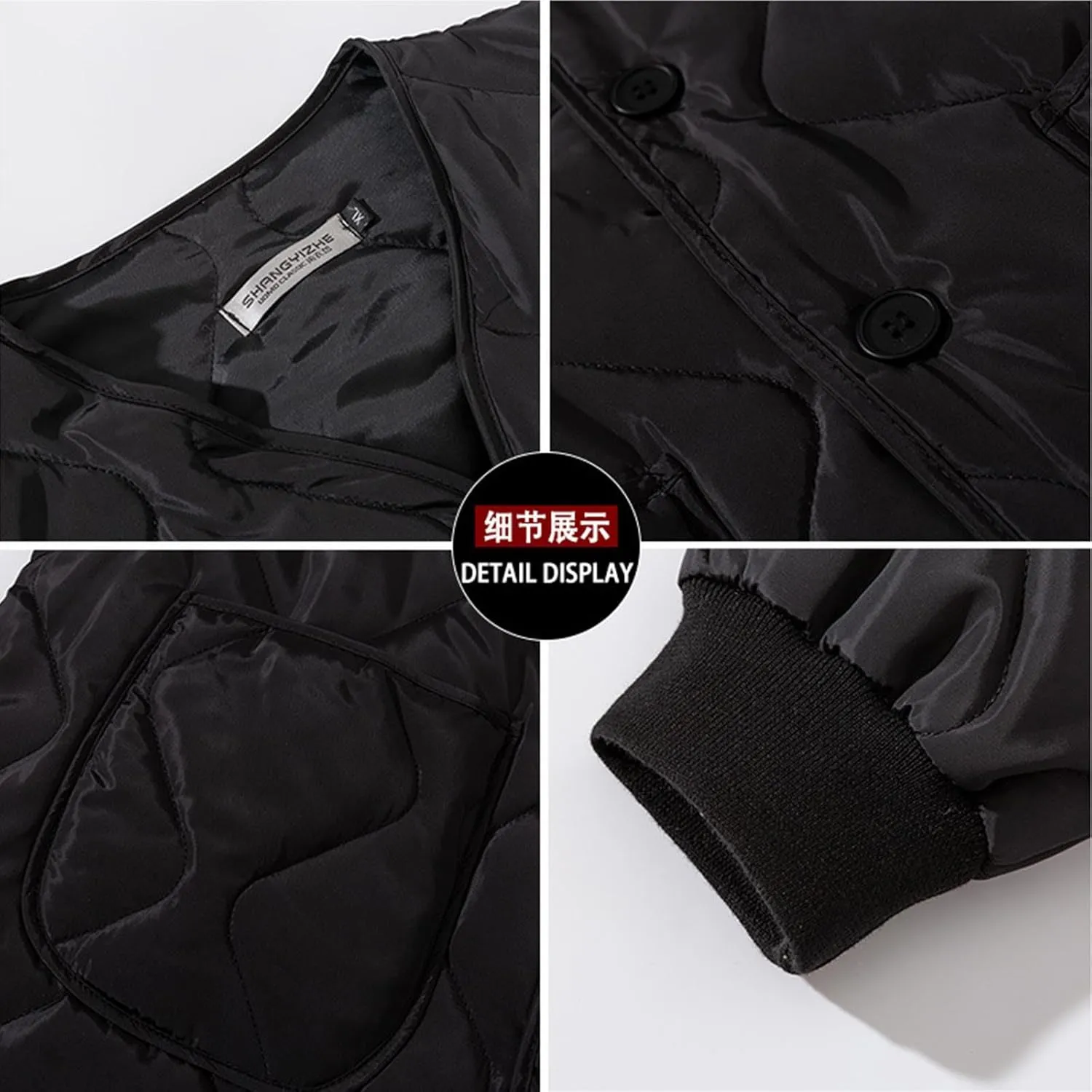 lcziwo Men's Jackets for Winter Lightweight Padded Cotton Jacket Long Sleeve Warm Button down Quilted Coat Casual Jackets