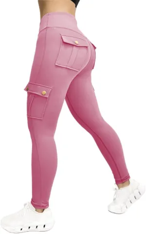 Leggings With Pockets for Women,High Waisted Cargo Pants Women,Tummy Control Butt Lifting Plus Size Workout Leggings
