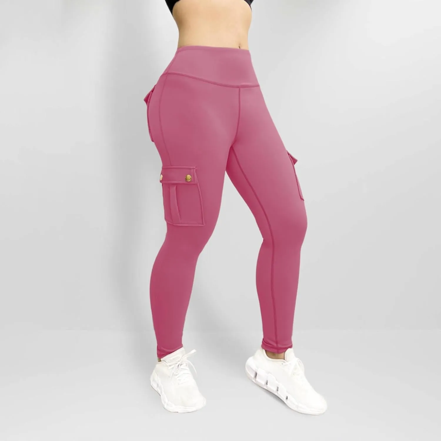 Leggings With Pockets for Women,High Waisted Cargo Pants Women,Tummy Control Butt Lifting Plus Size Workout Leggings