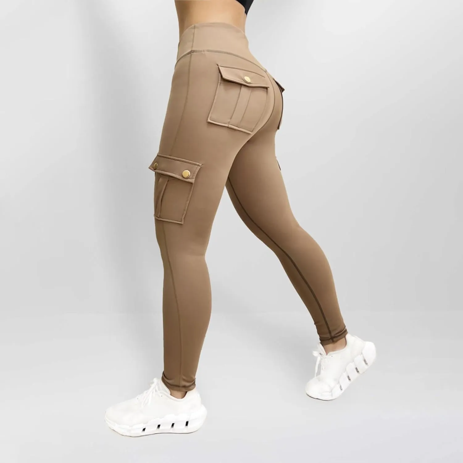 Leggings With Pockets for Women,High Waisted Cargo Pants Women,Tummy Control Butt Lifting Plus Size Workout Leggings