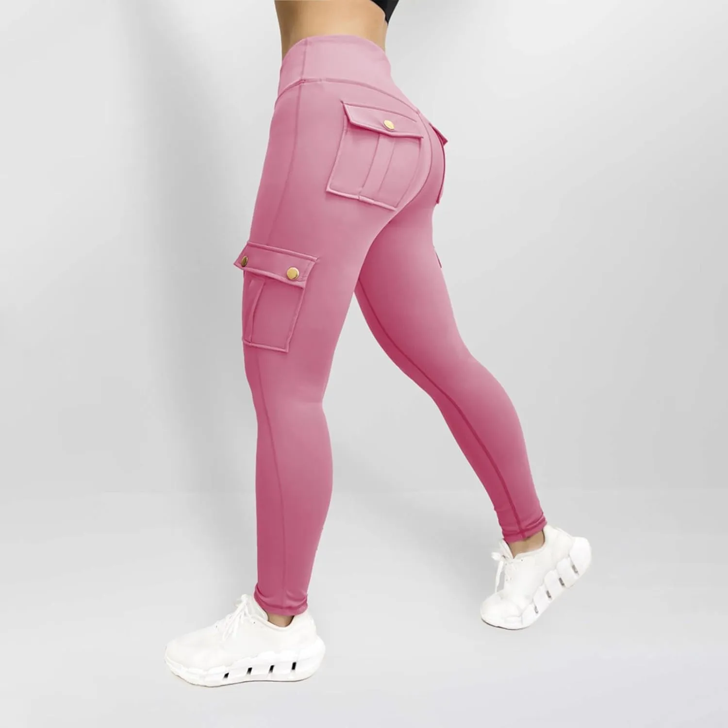Leggings With Pockets for Women,High Waisted Cargo Pants Women,Tummy Control Butt Lifting Plus Size Workout Leggings