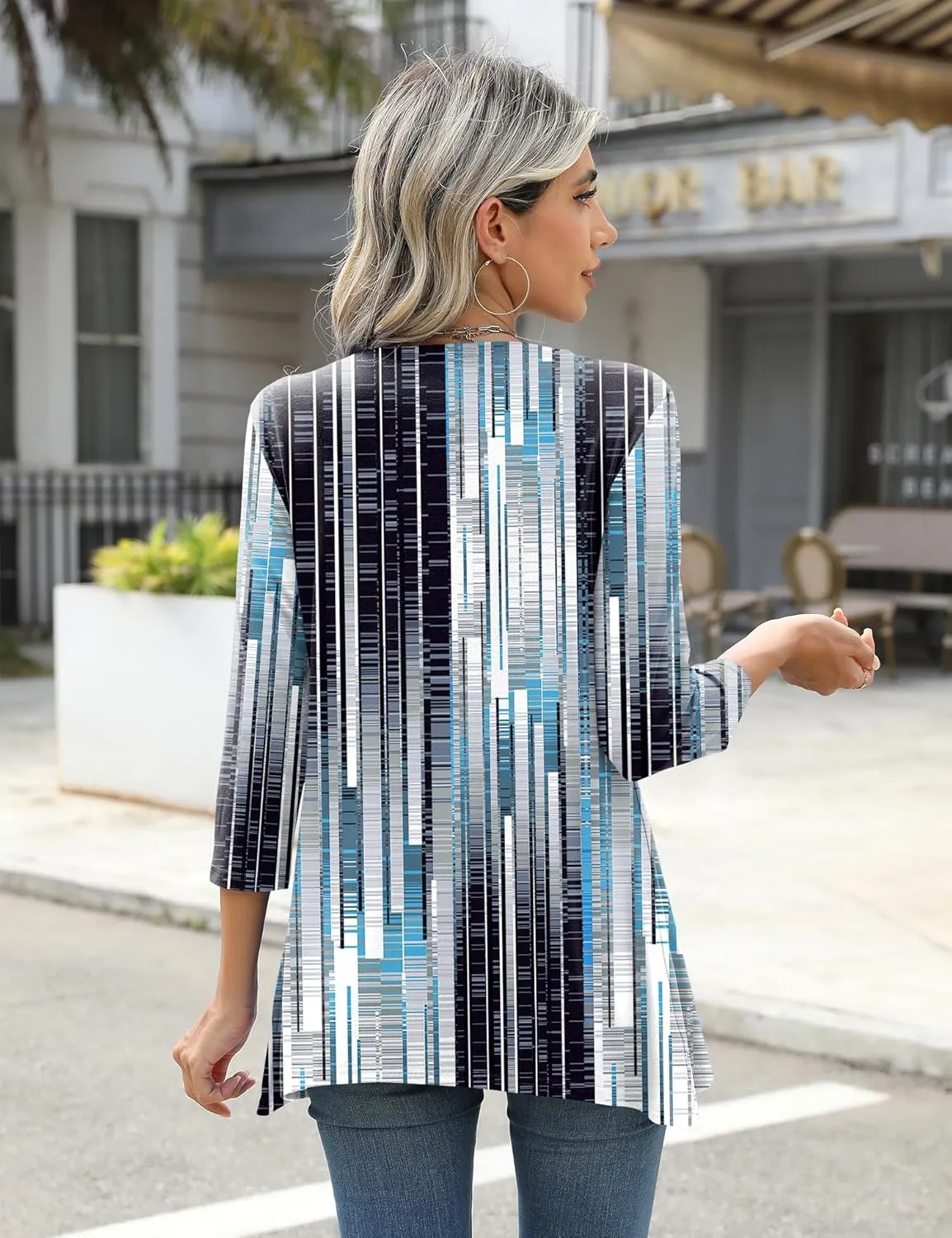 LOMON 3/4 Sleeve Tunic Tops for Women Loose Fit Dressy Casual Blouse Flowy Shirts to Wear with Leggings S-3XL