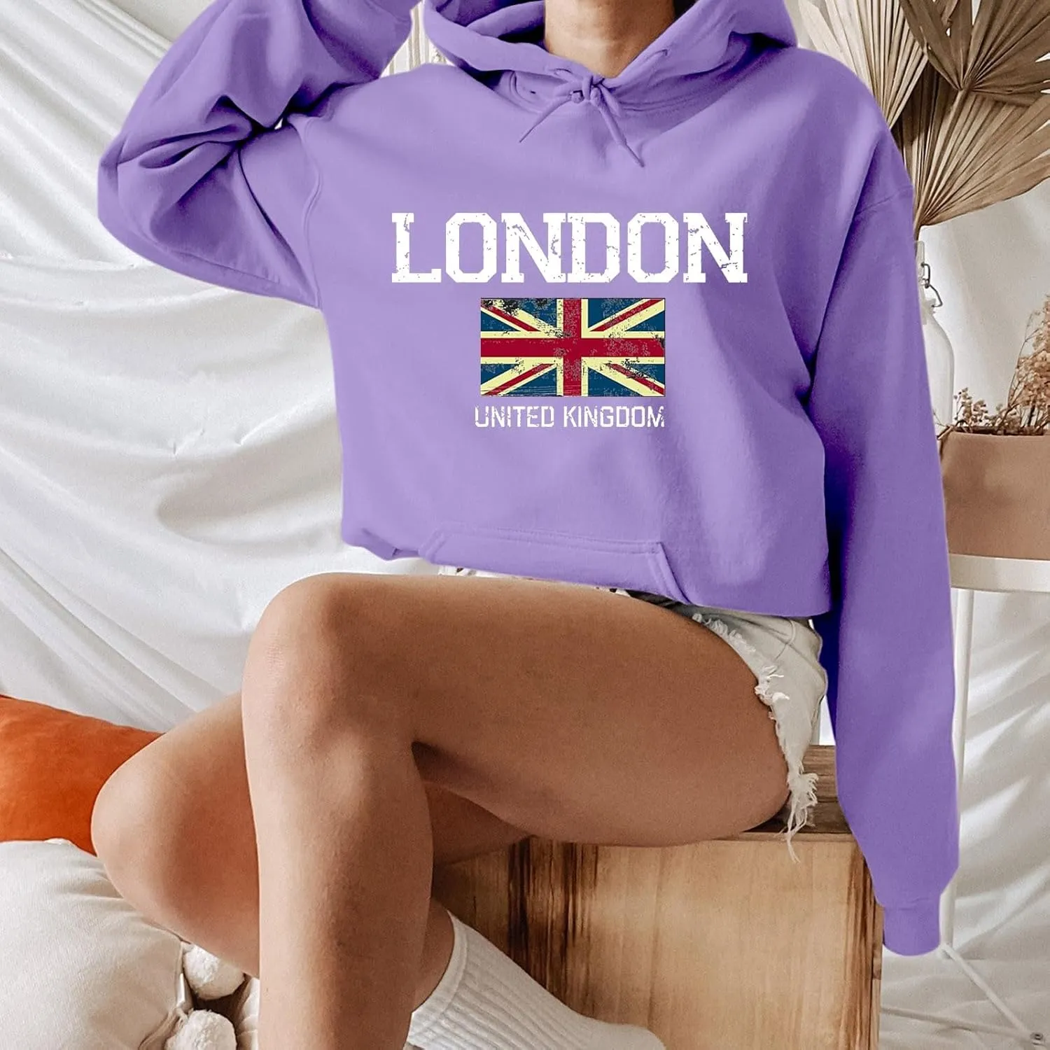 London Hoodies for Women Crewneck Long Sleeve Pullover Sweatshirt Graphic Fashion Oversized London Hoodie Tunic Tops